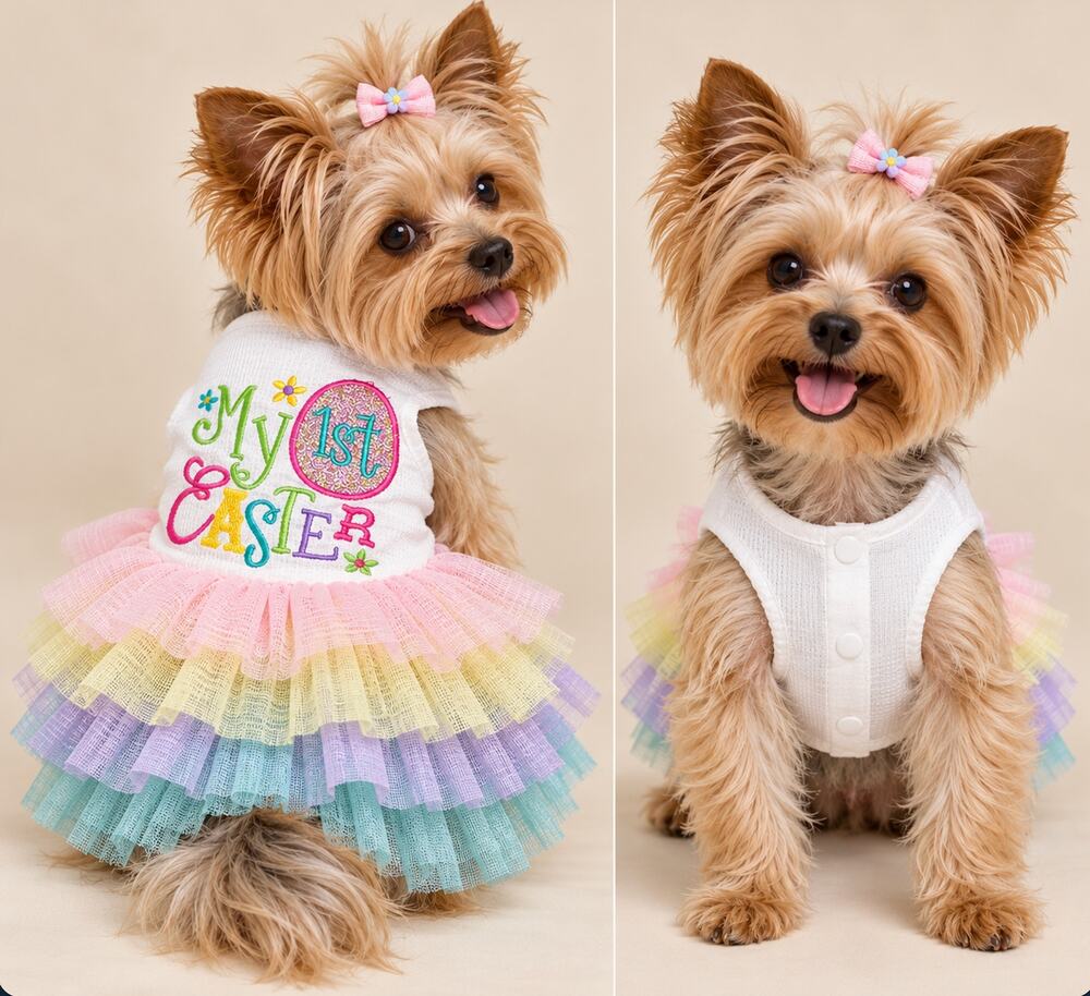 My 1st Easter Dog Dress Pastel Tutu Pet Puppy Outfit Size M